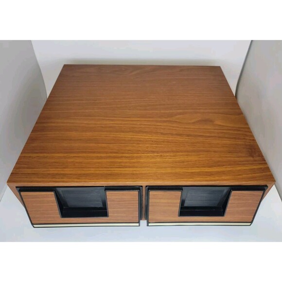 Vtg 80s 2 Drawer VHS Cassette Tape Holder Cabinet Storage Case 24 Movie Prop - Picture 2 of 9